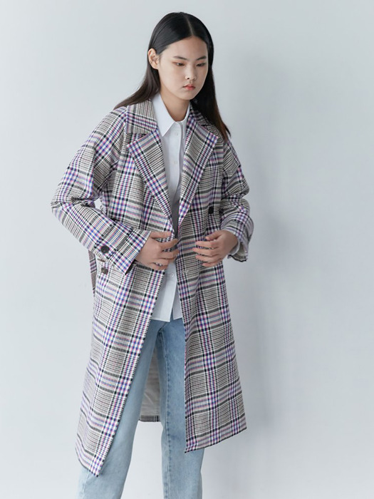 Double Breasted Long Trench Coat - Pink (KE0230M02X)