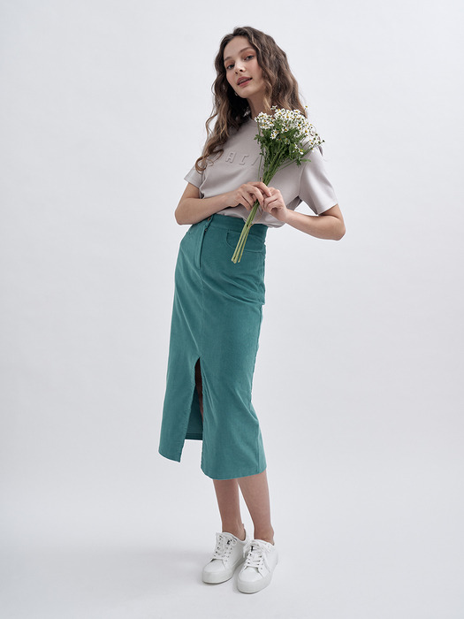 MACARON CORDUROY SLIT SKIRT [MINT]