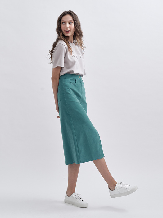 MACARON CORDUROY SLIT SKIRT [MINT]