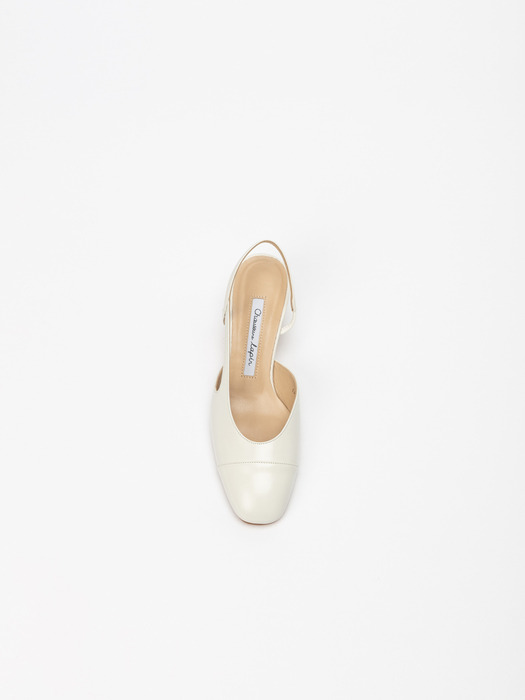 Sandy Slingbacks in Ivory Textured Patent