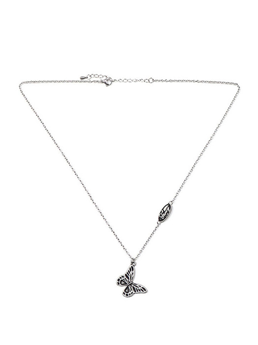 [NF]FANCY BUTTERFLY BURNISH NECKLACE (SILVER)(20SS-F907)