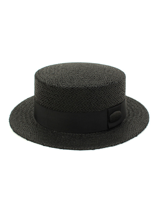 Black Flat Short Panama Hat 파나마햇