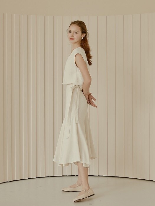 Plain Linen Skirt[Beige]