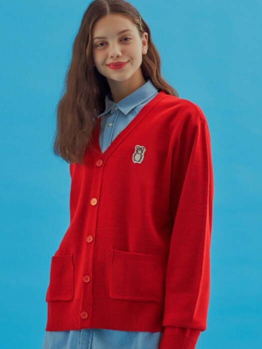 AQO ERIC BEAR CARDIGAN RED