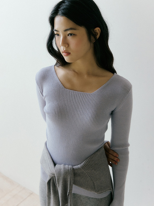 [16color] V. square neck knit