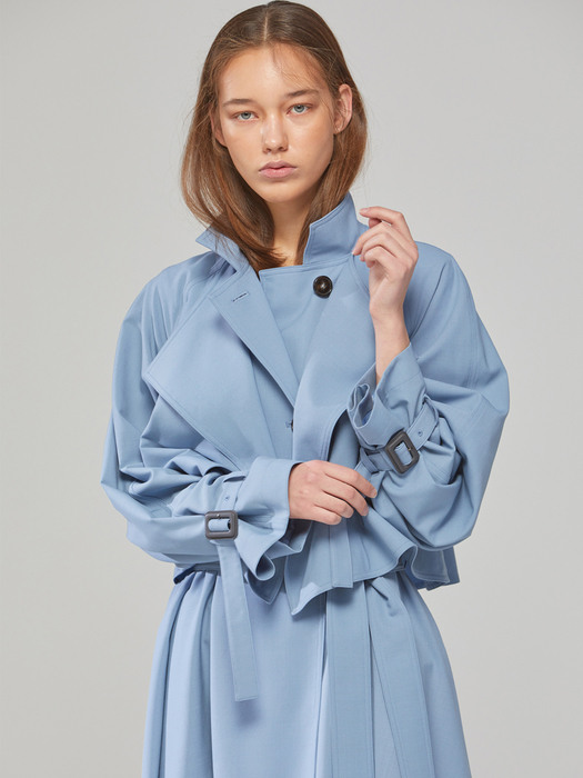 [단독] DEMERE LAYER NECK RAGLAN TRENCH COAT(BLUE, BLACK)