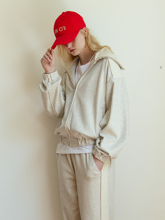 TWO TONE ZIP-UP - IVORY