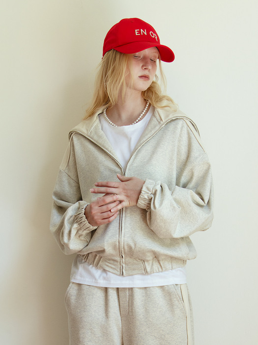 TWO TONE ZIP-UP - IVORY