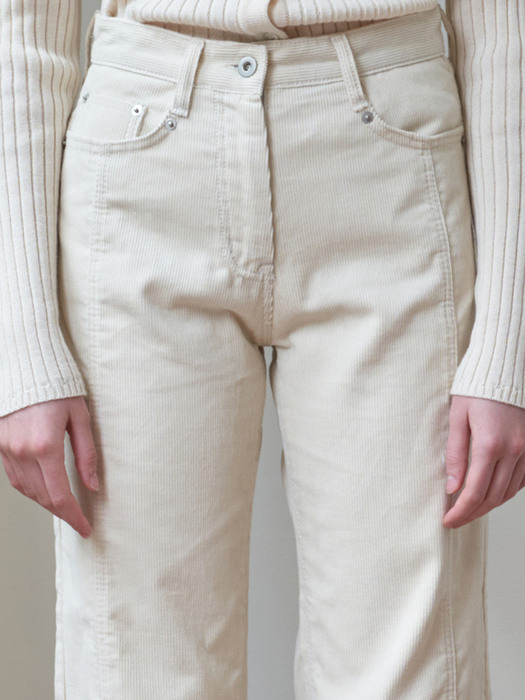 DOUBLE STITCH STRAIGHT CODUROY PANTS_CREAM