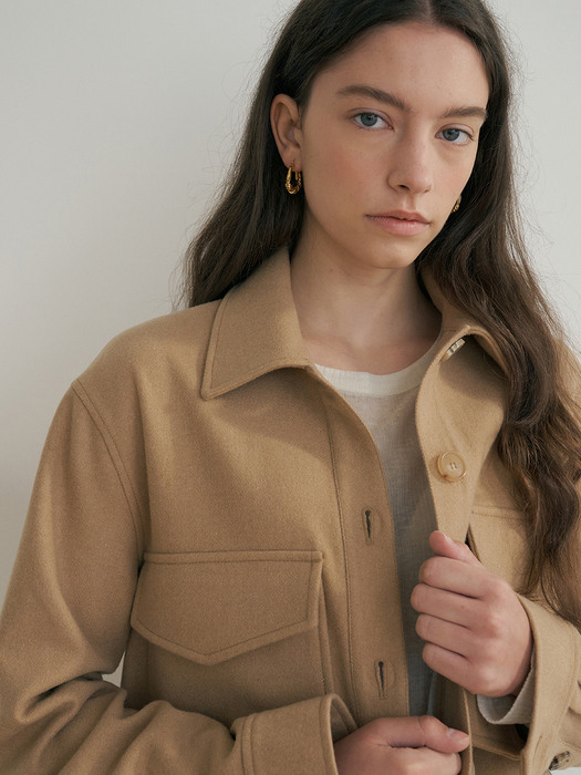 wool cropped jacket (beige)