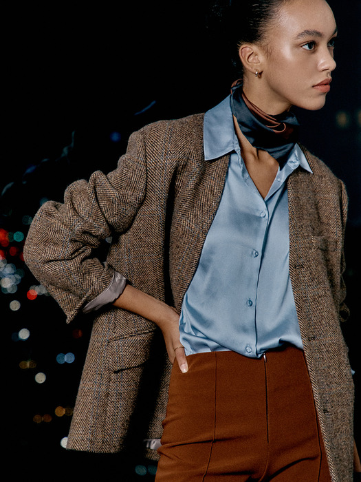 [Premium] No-Collar Harris Tweed Jacket_2color