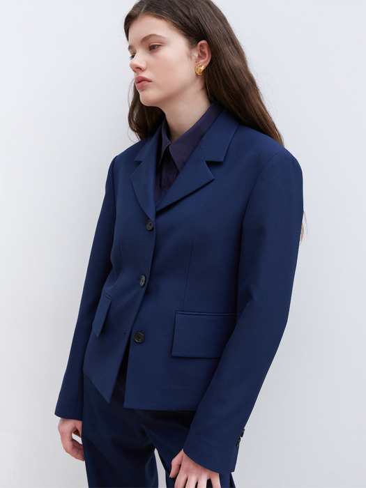 [ORDER-MADE] SINGLE-BREASTED WOOL JACKET(LIGHT NAVY)