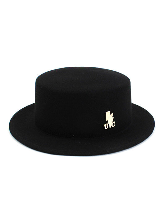 Black Flat Short Wool Fedora GD 울페도라