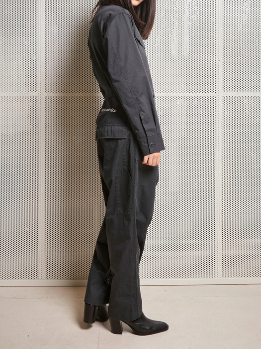 DARK GRAY FLAP POCKET JUMPSUIT