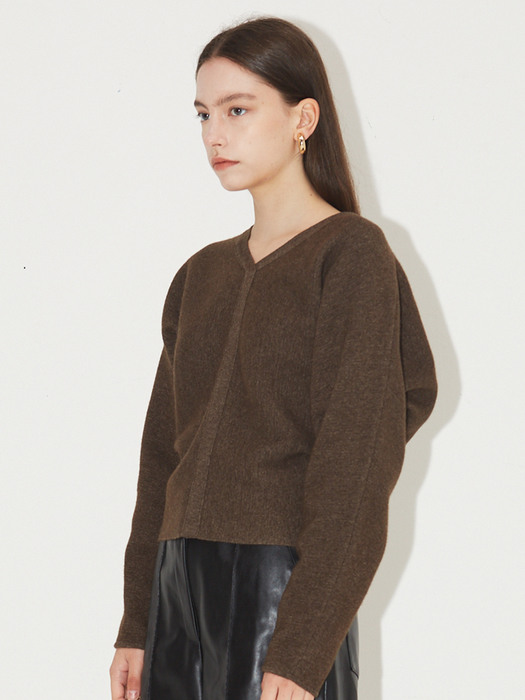 Dart Detail Silhouette Knit Melange Brown