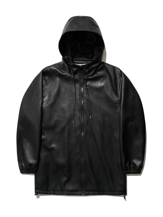 481 VEGAN LEATHER HOOD JUMPER