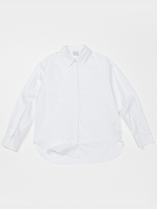 Placket sleeve shirts-white