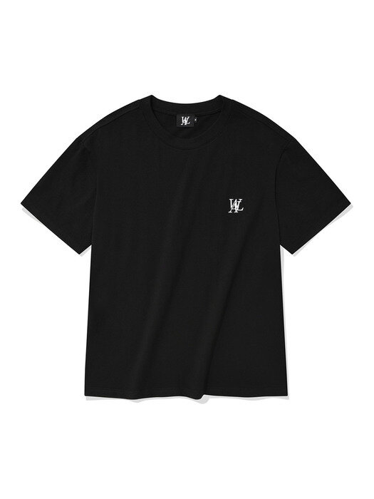 Signature embroidery short sleeved T-shirt - BLACK 