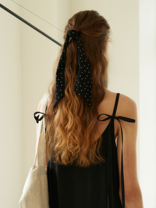 ribbon slip dress (black)