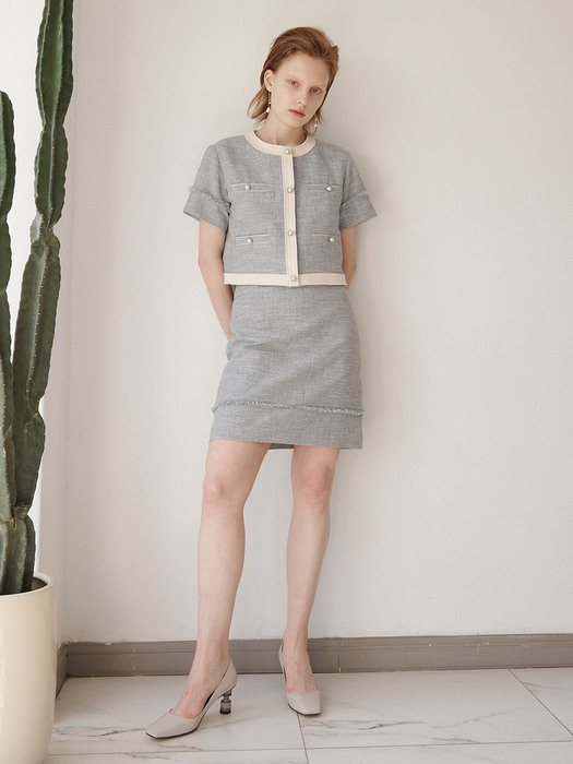 [Tweed] Summer Tweed Jacket + Mini Skirt SET