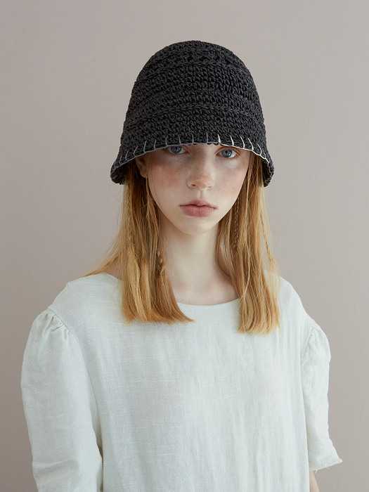 Stich knitting hat -Black