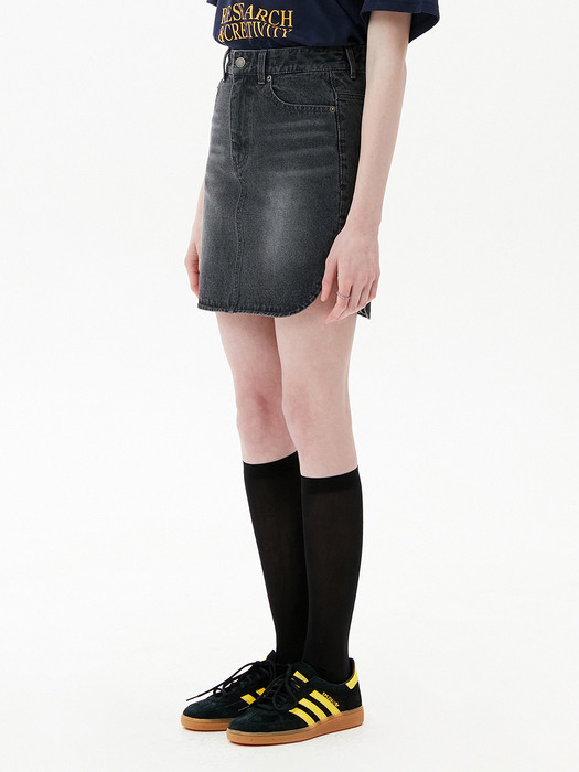 ROUND HEM MINI SKIRT KH [BLACK]