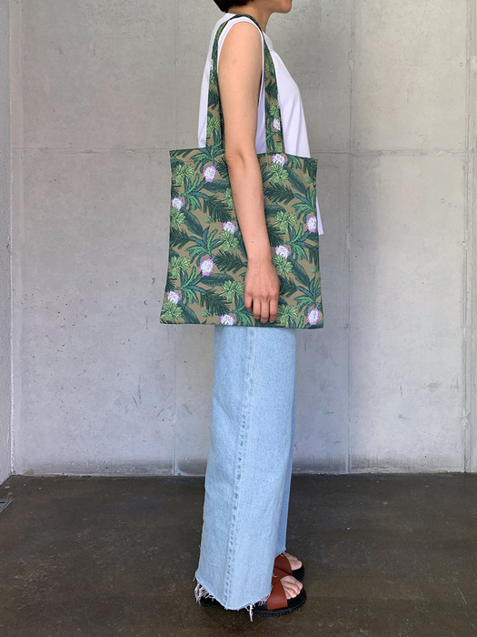 Dragonfruit print bag | Forest green