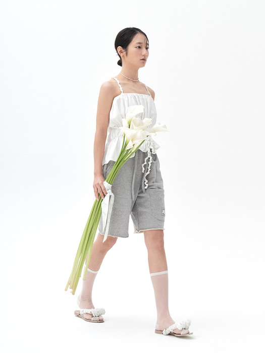 SHIRRING ROPE SLEEVELESS (white)