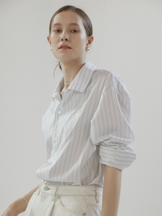 Open collar summer shirt (stripe)