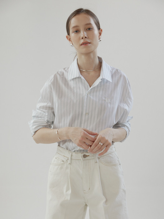 Open collar summer shirt (stripe)