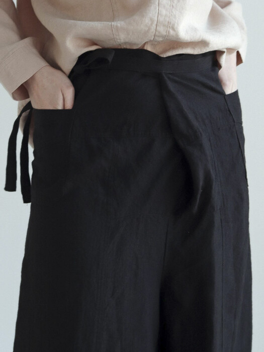 [Linen100%]Linen turnup wide pants -3color