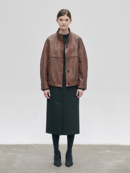21FN leather blouson jacket [R/BR]