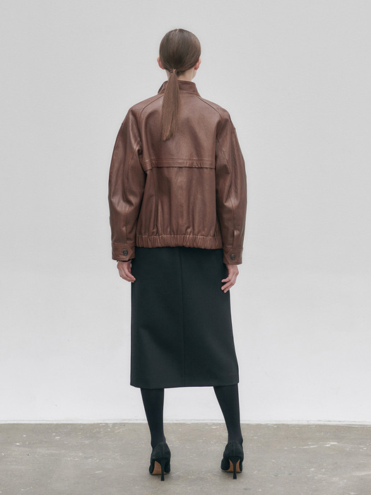 21FN leather blouson jacket [R/BR]