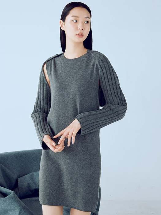 Bolero Set Knit Sleeveless Dress  Grey (KE195UM033)