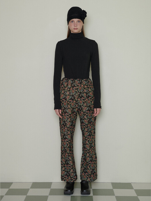 Jacquard wide pants_ Floral