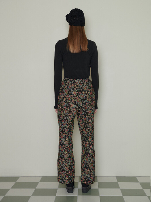 Jacquard wide pants_ Floral