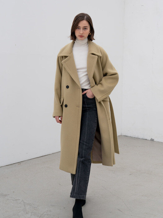 Double breasted oversized wool coat [2color]