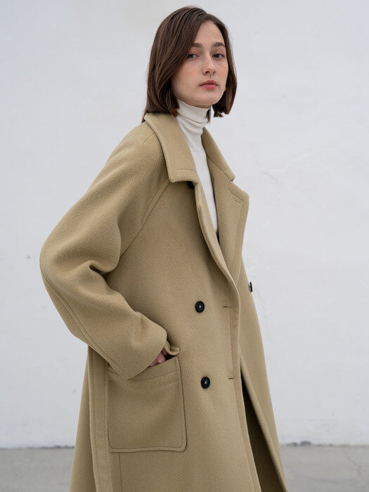 Double breasted oversized wool coat [2color]