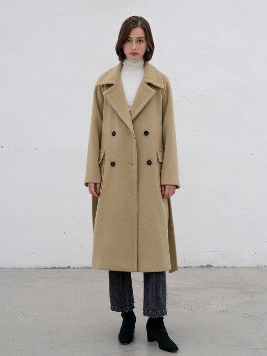 Double breasted oversized wool coat [2color]