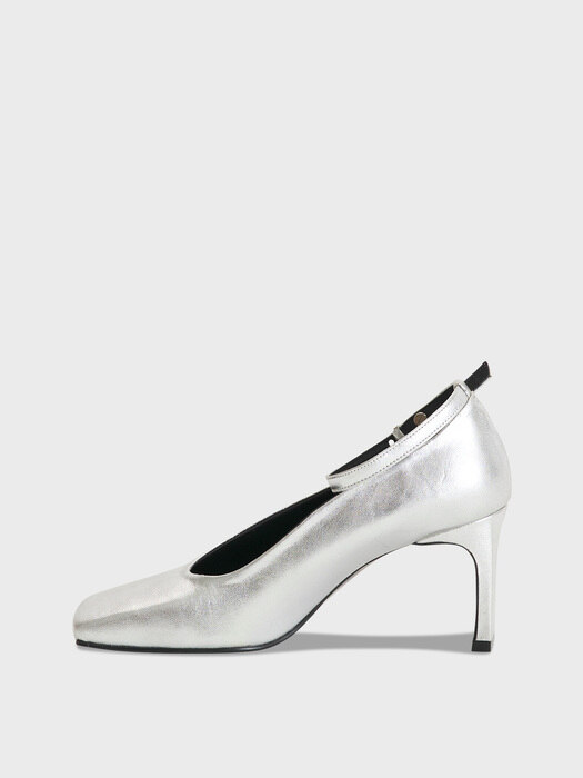 PLUMP STRAP HEEL SILVER