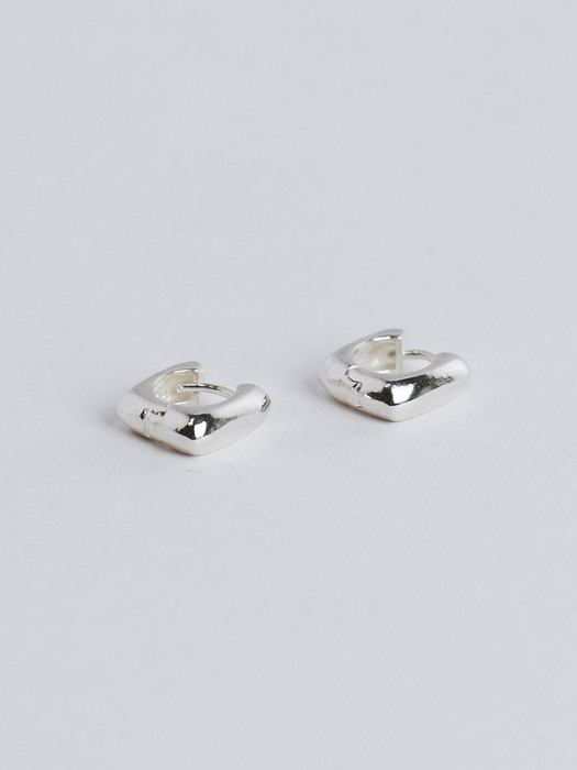 silver square one-touch earring