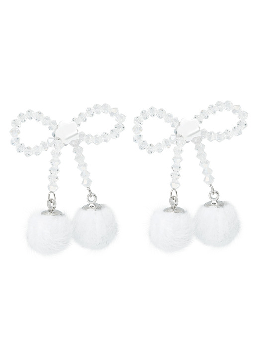 Snow Ribbon Beads Earrings (Clear)