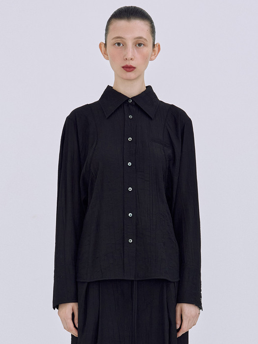 Wrinkle Slim-Fit Shirt_Black