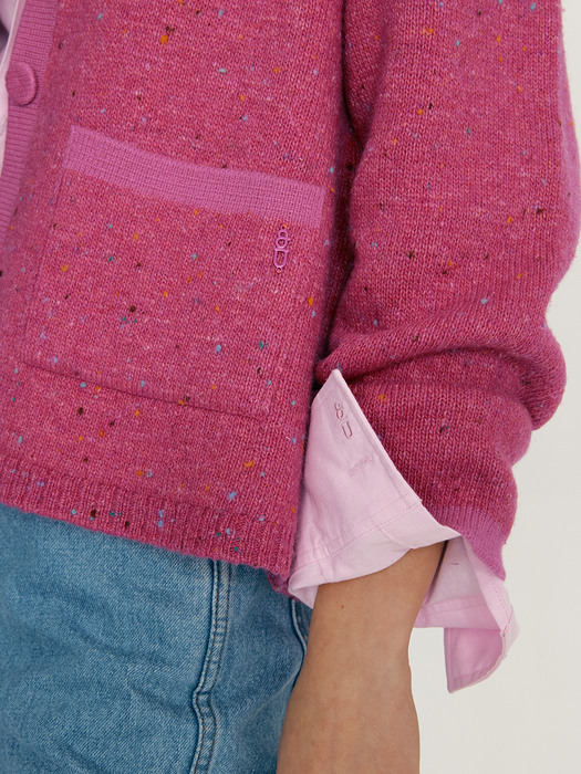 [N]WISH Nep Yarn Knit Cardigan (Cherry Pink)