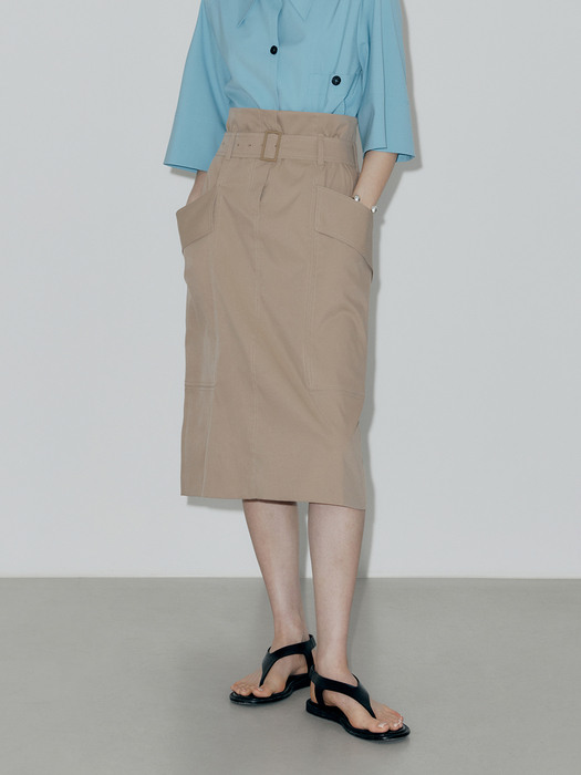 22SS POCKET STITCH SKIRT - BEIGE