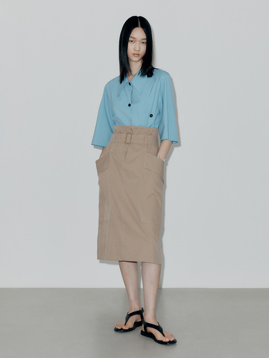 22SS POCKET STITCH SKIRT - BEIGE