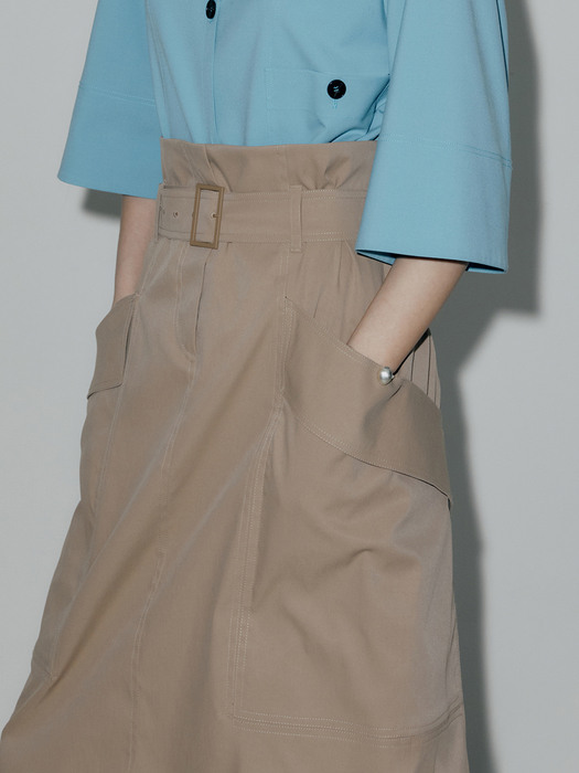 22SS POCKET STITCH SKIRT - BEIGE