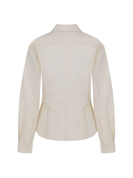 Cotton Zip-up shirt -Vanilla