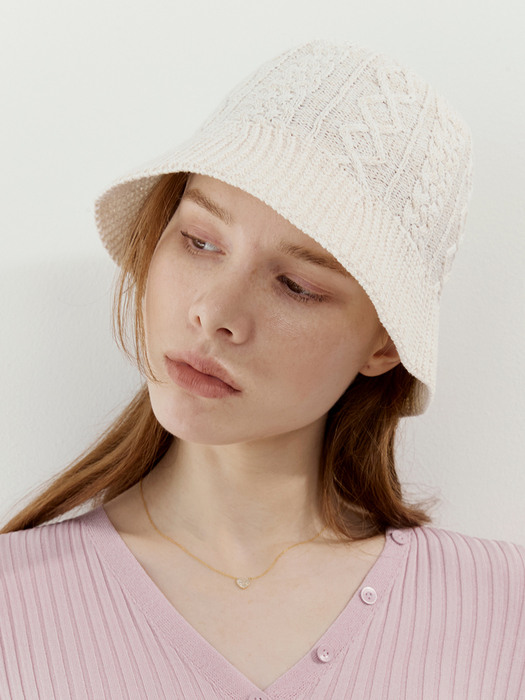 Blooming Knit Bucket Hat (Ivory)
