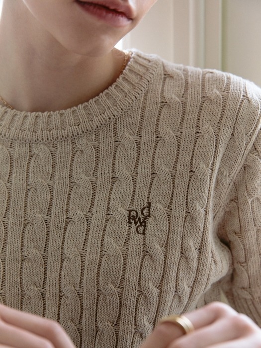 half sleeve cable knit - oatmeal